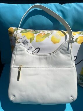 Giani Bernini White Shoulder Bag with Gold Hardware